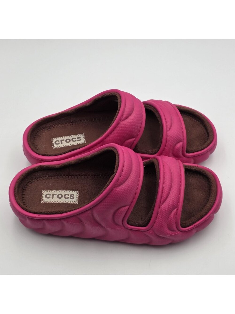 Crocs Classic Cozzzy Overpuff Sandals Womens 8 Pink Fleece Lined Slides 210074